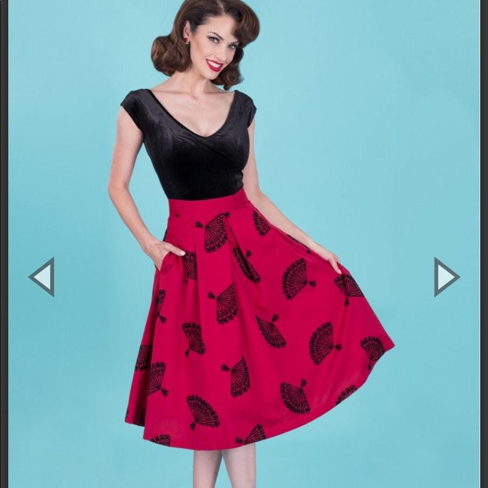 Tatyana Bettie Page Wine Red Fan skirt XXL